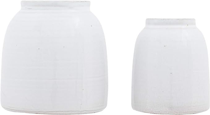 Creative Co-op Terracotta Vases (Set of 2 Sizes), White | Amazon (US)