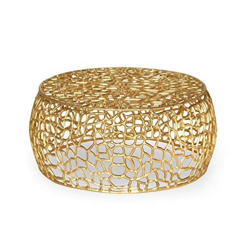 Carrie Modern Aluminum Mesh Coffee Table, Gold | Amazon (US)