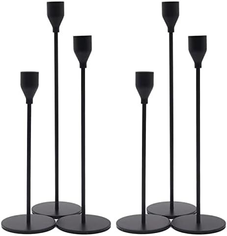 Denique Candlestick Holders 2 Sets, 6 PCS Matte Black Taper Candle Holders, Candlestick Holders S... | Amazon (US)