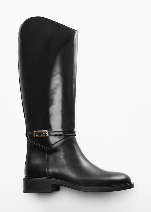 Buckles leather boots -  Women | Mango United Kingdom | MANGO (UK)