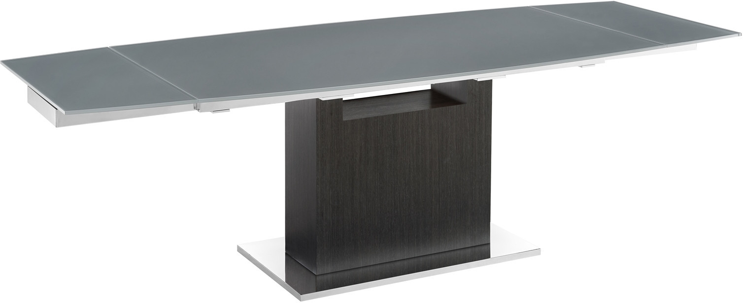 Olivia Dining Table In Gray Glass With Dark Gray Oak Base | 1stopbedrooms