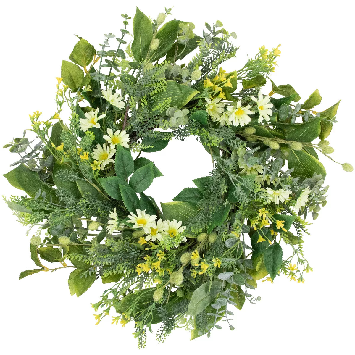 Northlight Mixed Foliage and Daisy Spring Wreath - 20" | Target
