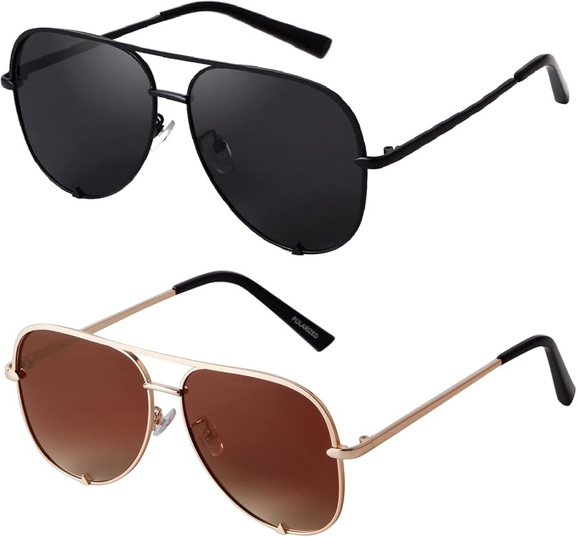 SORVINO Black Aviator Sunglasses for Women Classic Oversized Sun Glasses UV400 Protection | Amazon (US)