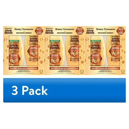(3 pack) Garnier Whole Blends Honey Treasures Shampoo and Conditioner Set, For Damaged Hair, 1 kit | Walmart (US)