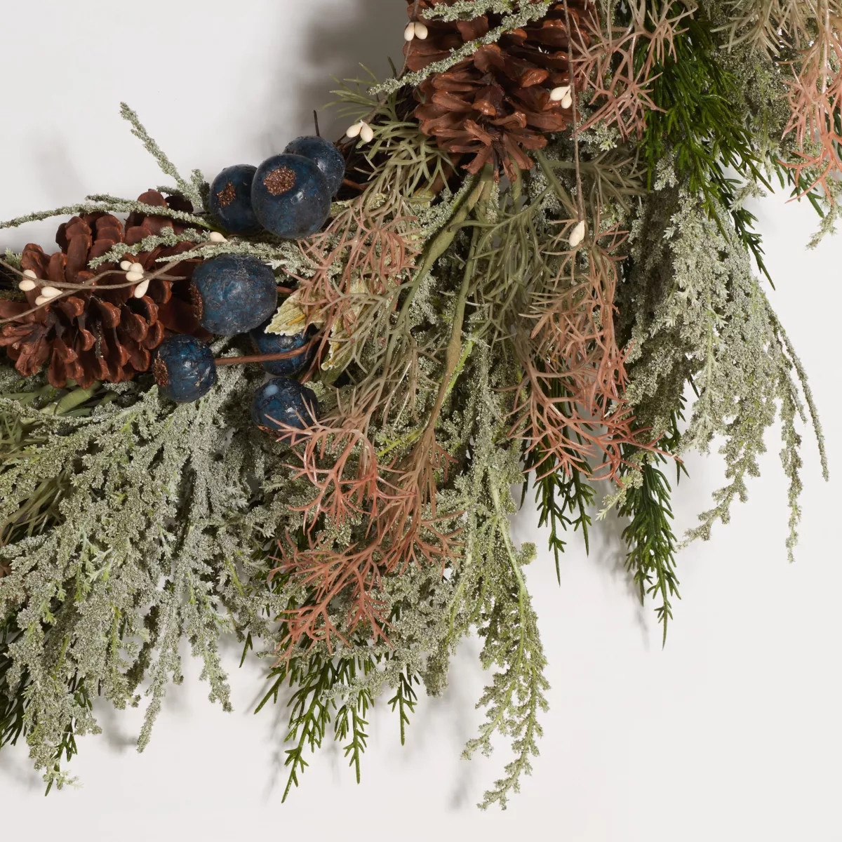 Faux 24" Pine Wreath W/ Pine Cones & Blueberries - Green/Blue - Safavieh | Target