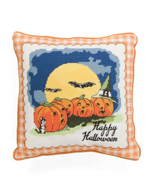 14x14 Singing Vintage Pumpkins Needlepoint Pillow | TJ Maxx
