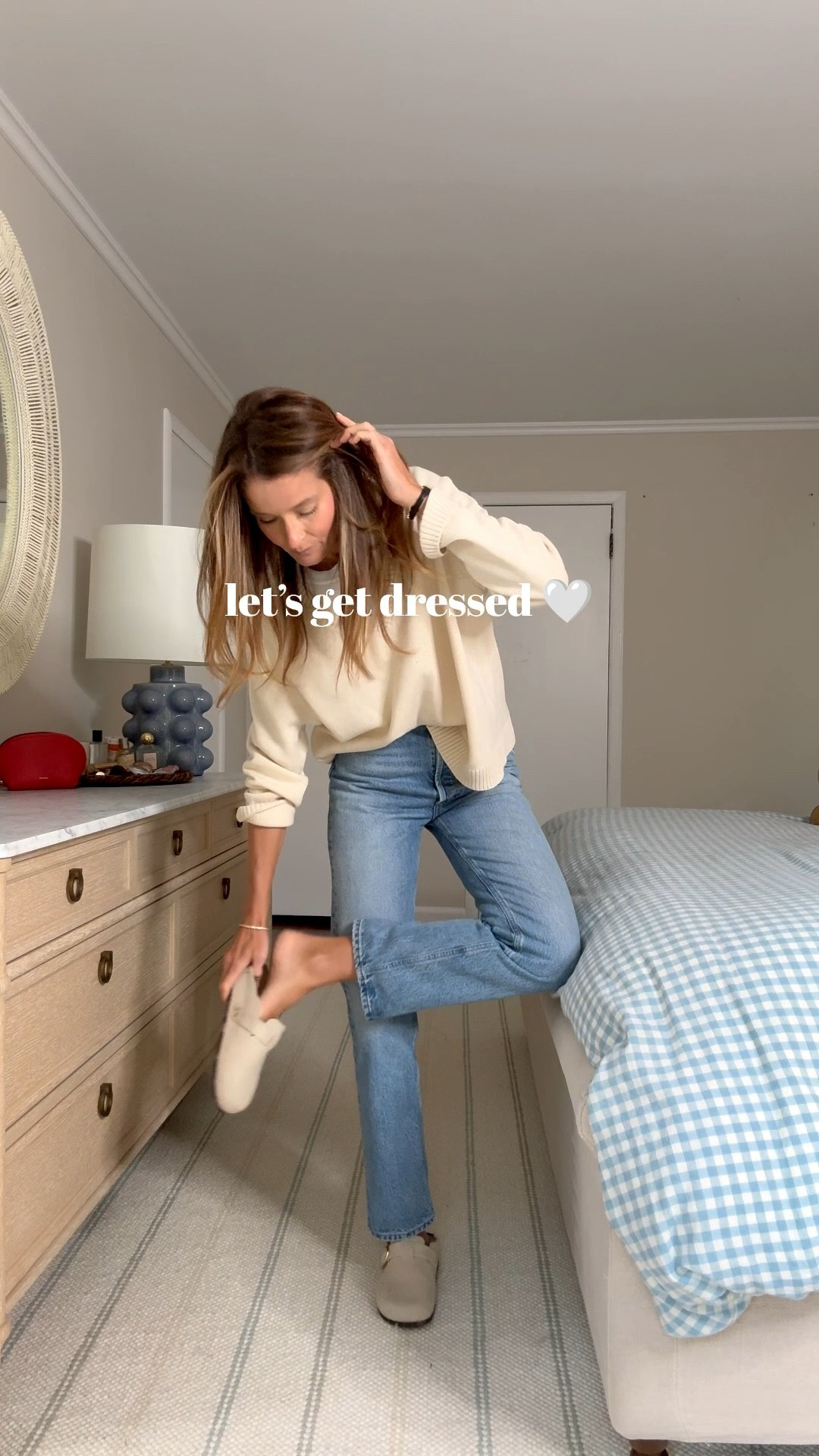 Happy Tuesday! Hope you’re week’s  off to a cozy start. It’s a chilly one here this morning so I reached for some of my go-to layers 🍂☕️

Jenni Kayne Simone V Neck gets a 4.9 star rating and for good reason! Great fit, super comfortable. It’s light to mid so can be worn in the AC, as a layering piece or on a cool night and the V-neck is a nice alternative to most of the sweaters I own! Wearing a small (my true size) • AGOLDE 90’s straight leg. My favorite pair of jeans. Still going with the light denim for the Fall! • Everlane Box Cut Tee is a great price point at $38 compared to some of the other premium tees I love and feature but it’s still so good! • Rothy’s Buckle is now on sale for just $119 from its regular $169! Love these clogs so much. They’re truly like walking on air. Extremely comfortable and cute. If you’re between sizes I suggest sizing down in the clogs! I added an alt option I also love in case you don’t like the buckle. • Liffner bag I’ve been featuring a lot. It’s just that good. Beautiful suede, goes with so many outfits and super practical. This particular shade of tan is gorgeous. • Since this outfit is such a clean look, I added a few accessories for fun. Dorsey bracelet, Ray-Bans. • Thats it for today. Just another day getting dressed doing what I love and hopefully helping you find everyday elevated style that works for you! 

#LTKSaleAlert #LTKStyleTip