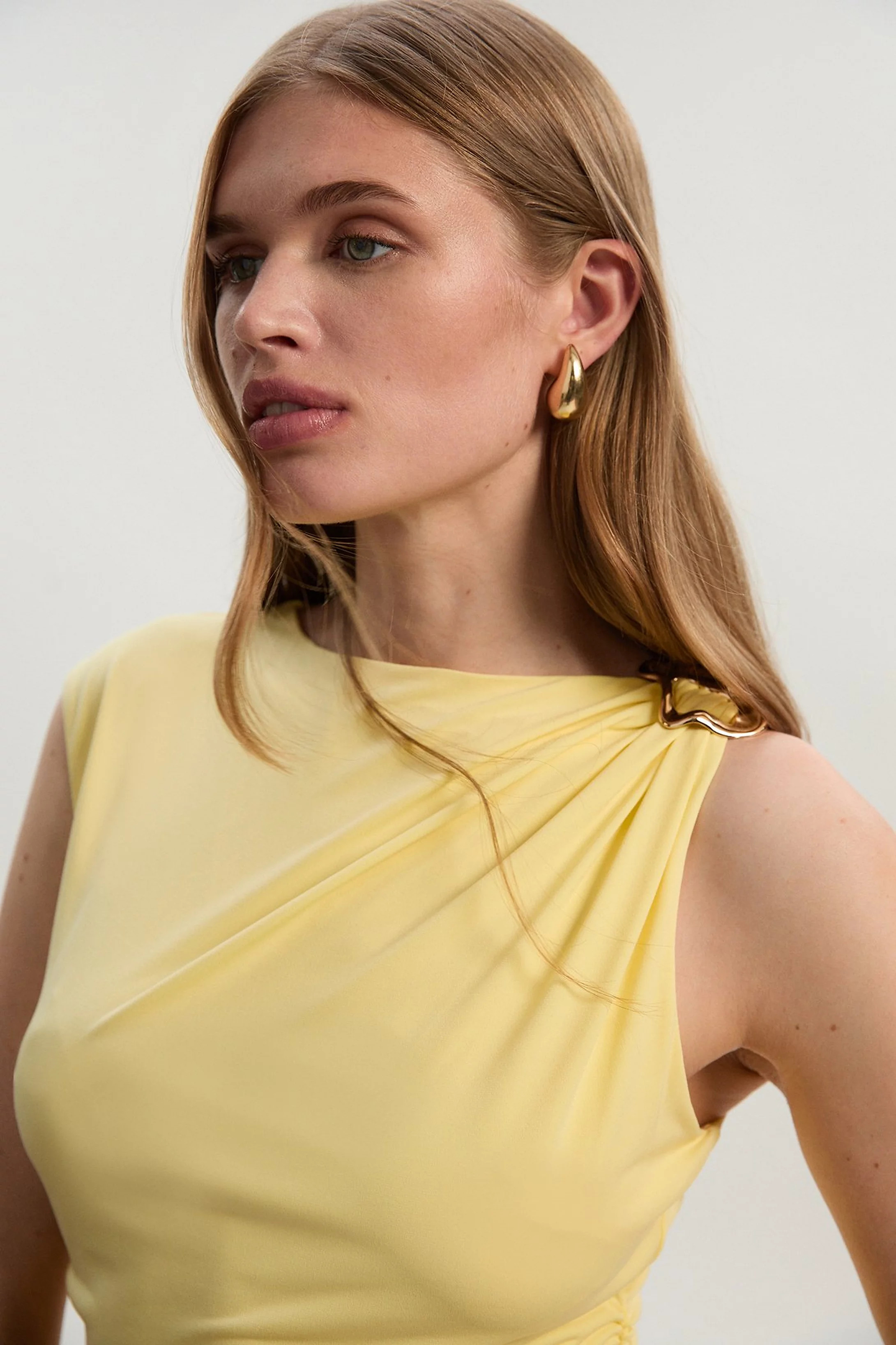 Drapey Crepe Trim Detail Ruched Top | Karen Millen US