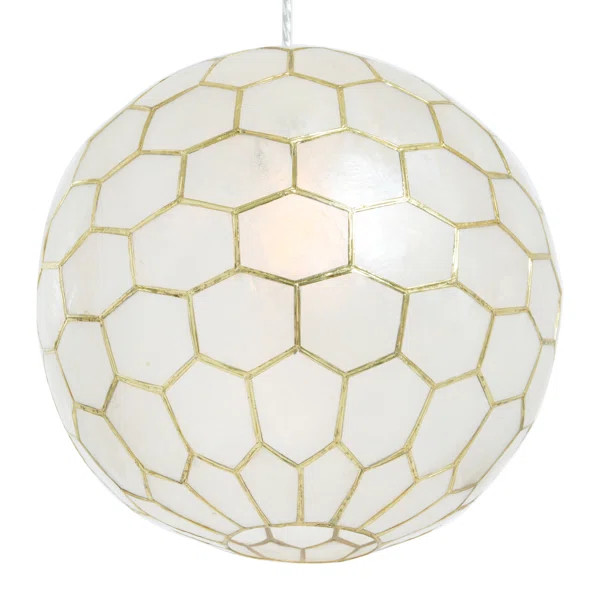 Capiz Honeycomb Globe Pendant Light, Capiz White Seashells With Antique Gold | Wayfair North America