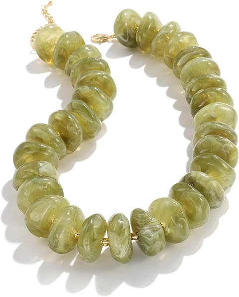 CONRAN KREMIX Colorful Chunky Beaded Necklace for Women,Large Acrylic Bead Choker Statement Necklace Cute Trendy Surfer Beach Strand Necklaces Jewelry Gifts | Amazon (US)