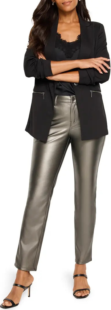 NIC+ZOE Metallic Faux Leather Straight Leg Pants | Nordstrom | Nordstrom