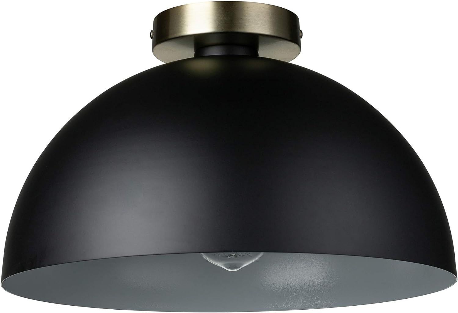 Amazon Brand – Rivet Single-Light Flush-Mount Ceiling Light with Metal Shade, 7"H, Black and Br... | Amazon (US)