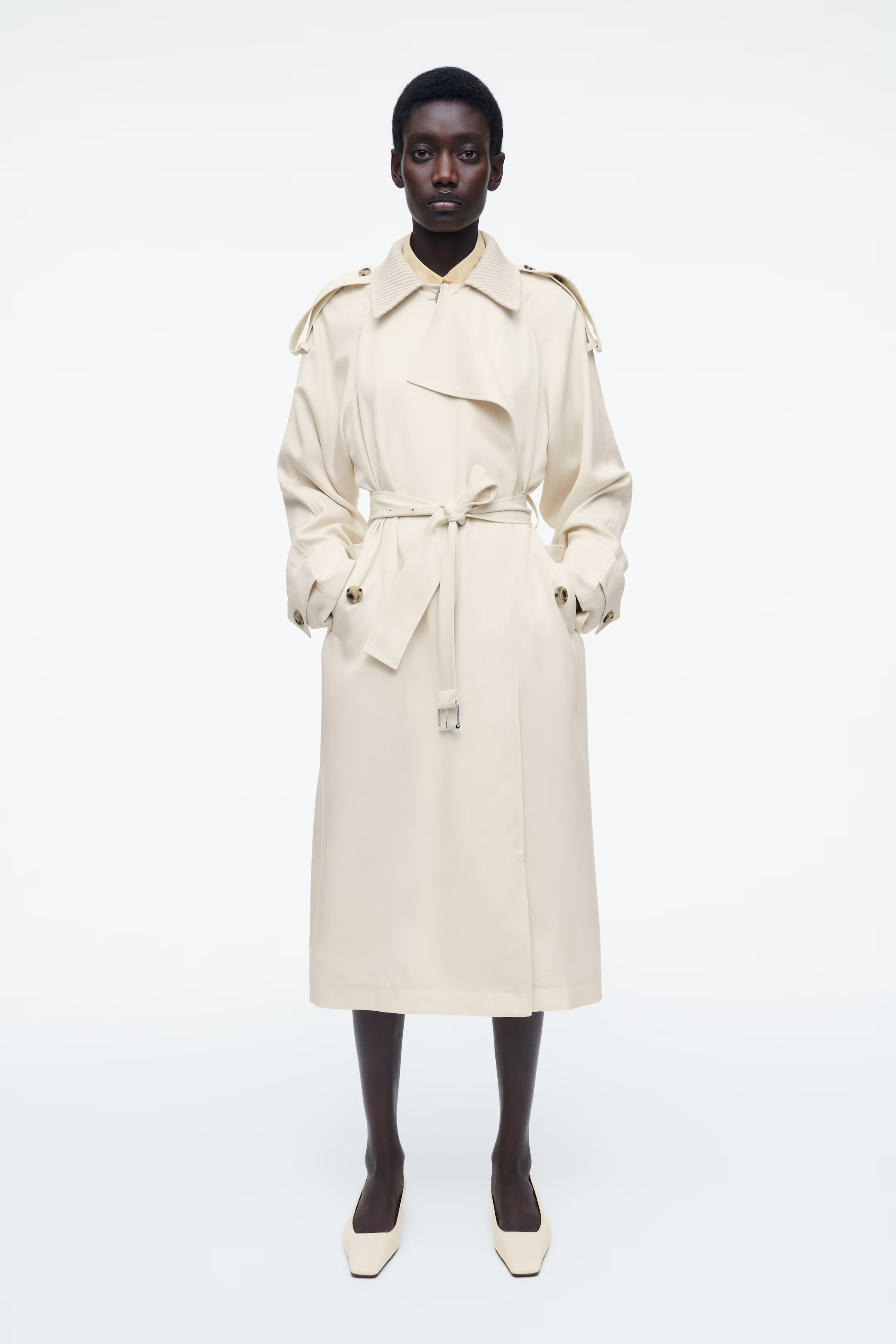 KNITTED-COLLAR TRENCH COAT | H&M (UK, MY, IN, SG, PH, TW, HK)