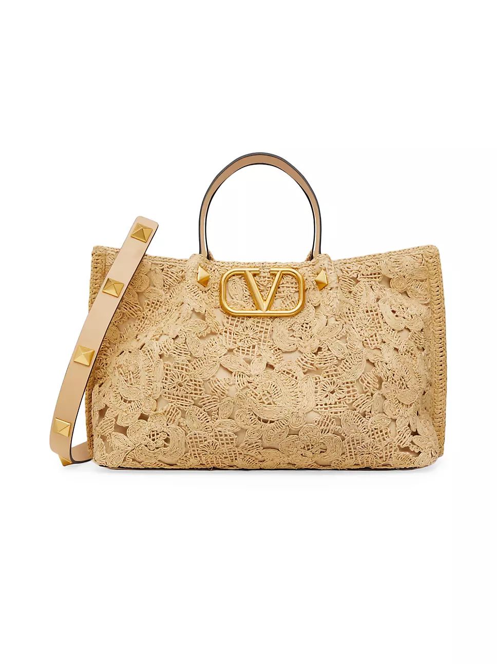 Medium Shopping Bag in Lace Effect Raffia | Saks Fifth Avenue