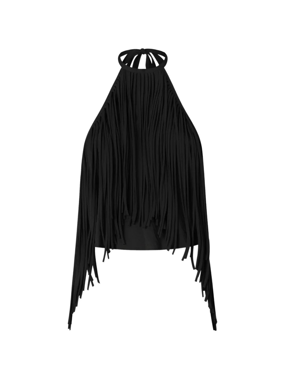 PINKO Fringed Halter Top | Black | FARFETCH | Farfetch Global