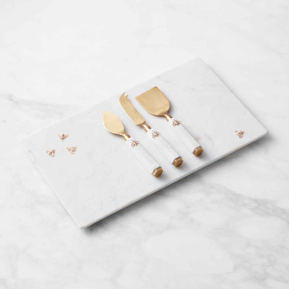 Honeycomb Marble Cheese Board with Cheese Knives | Williams-Sonoma