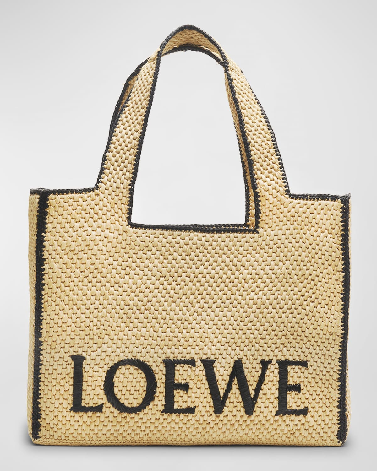 x Paula's Ibiza Font Large Tote Bag in Raffia | Neiman Marcus