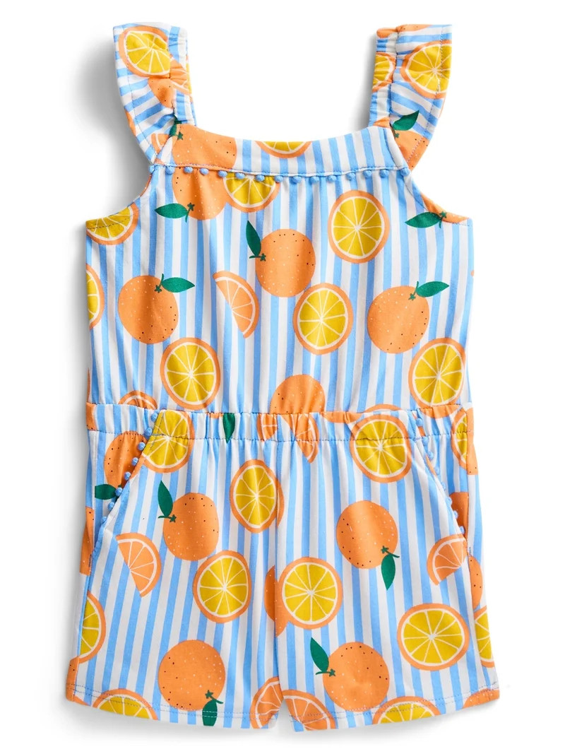 Wonder Nation Toddler Girls Ruffle-Strap Romper, Sizes 12M–5T | Walmart (US)