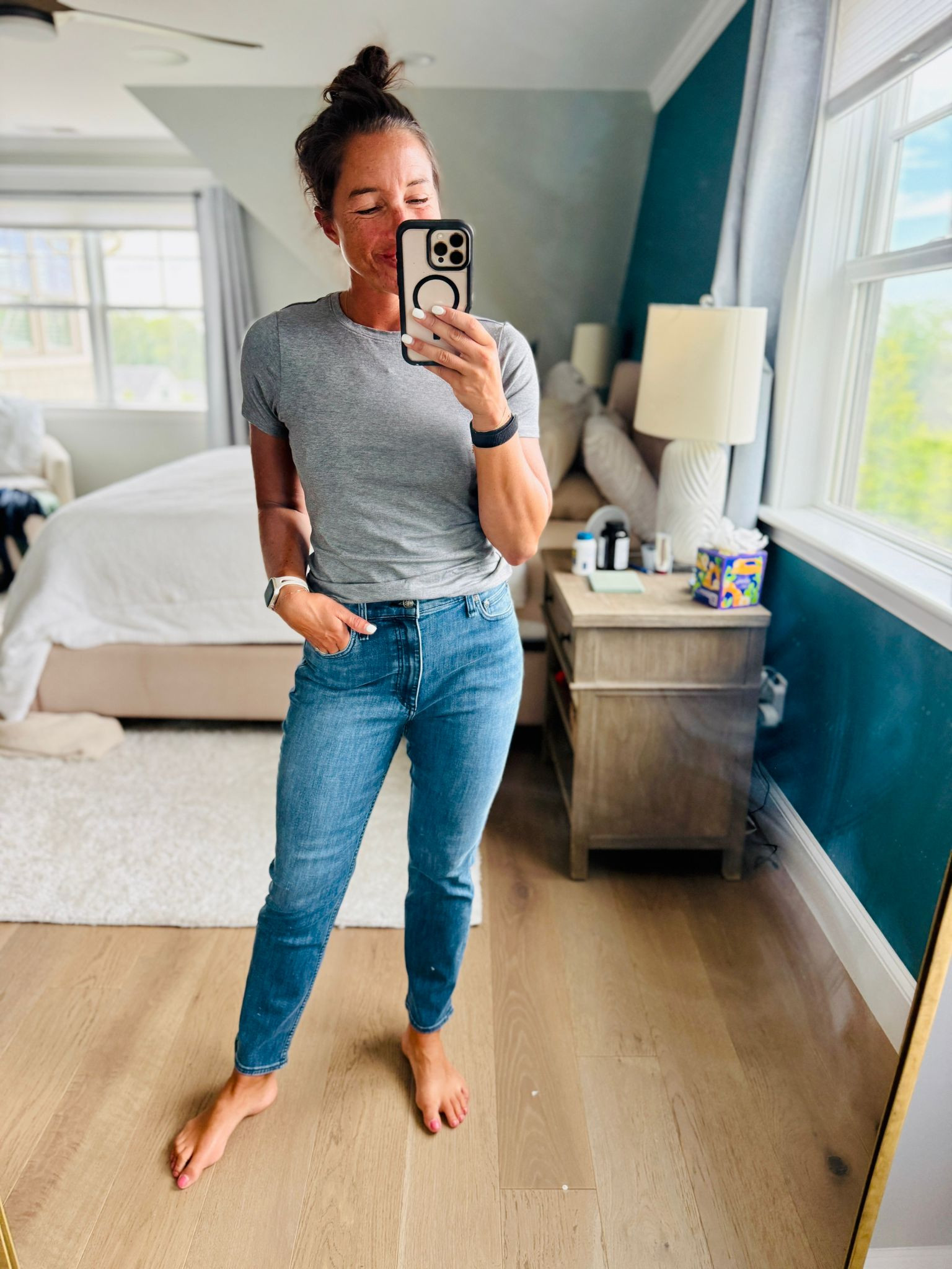 Wearing my favorite shirt and mid rise straight leg jeans from Nordstrom just in time for their Anniversary Sale. Effortless, flattering, and ready for repeat wear all season long 👚👖🛒

Nordstrom Anniversary Sale, mid rise jeans, straight leg jeans, Nordstrom shirt, classic outfit, casual fashion, denim style, everyday outfit, fall fashion, women’s wardrobe staples 

 #LTKSeasonal #LTKSaleAlert