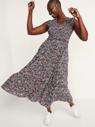 Fit & Flare Smocked Floral Maxi Dress for Women | Old Navy (US)
