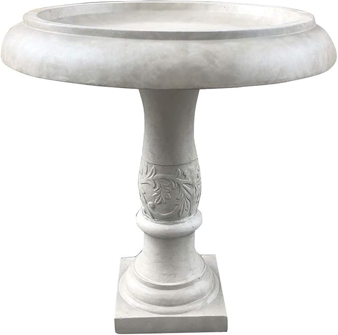 Kante RC01098A-C80091 Lightweight Traditional Flower Pattern Birdbath, Weathered Concrete | Amazon (US)