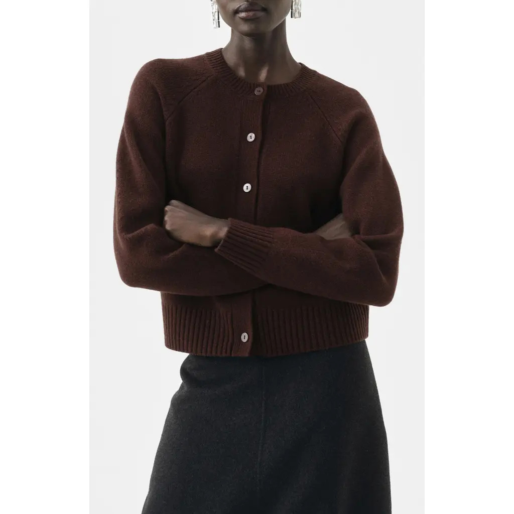 MANGO Selection Wool & Cashmere Cardigan in Chocolate at Nordstrom Rack, Size X-Large | Nordstrom Rack