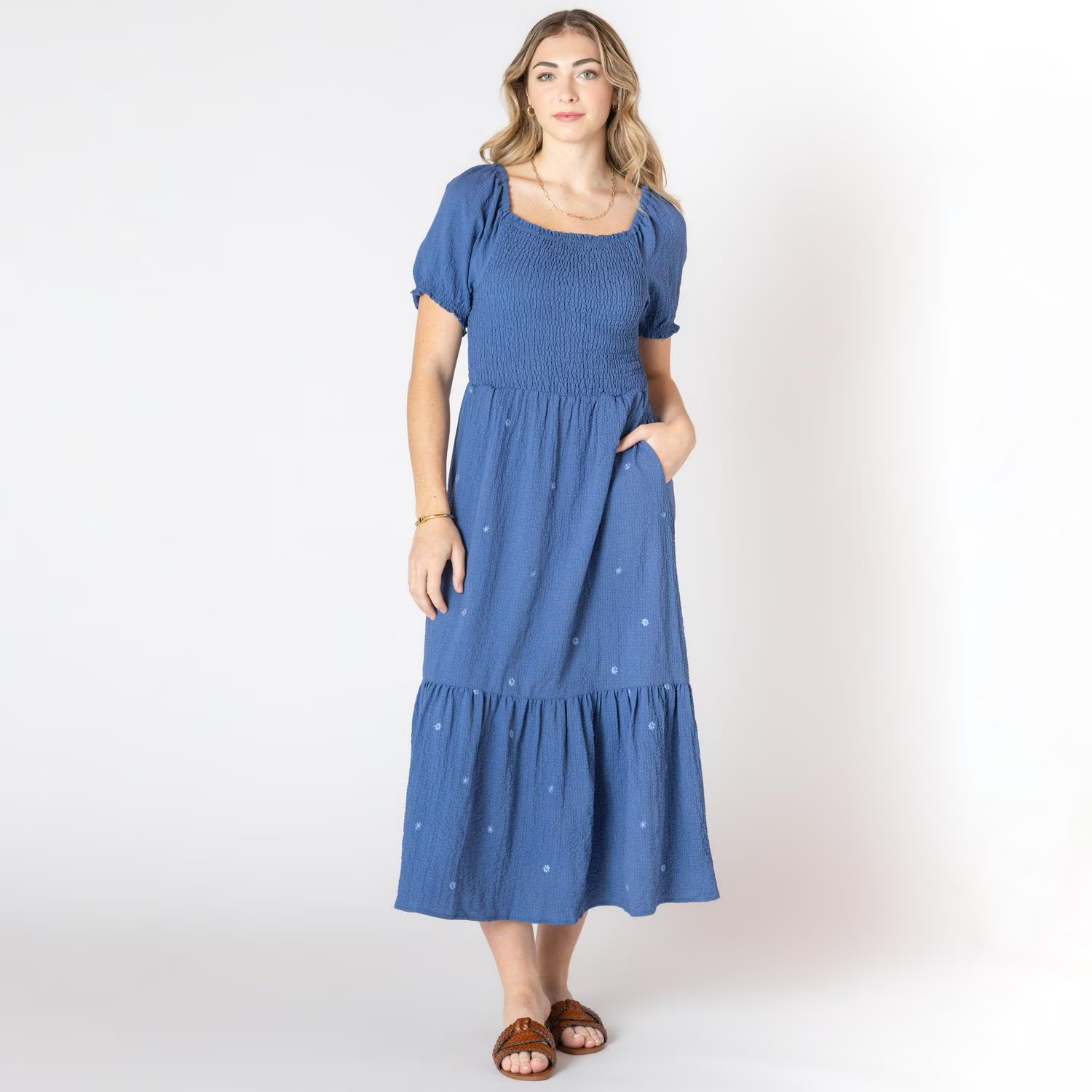 Devoted short puffed sleeve calf length tiered dress, Calf length tiered dress | Walmart (CA)