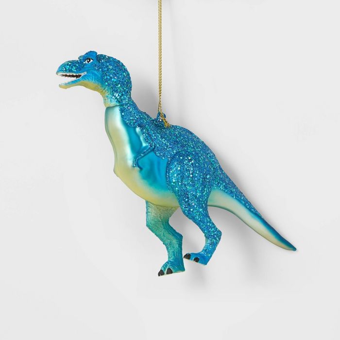 Glitter T-Rex Dinosaur Christmas Tree Ornament Blue - Wondershop™ | Target