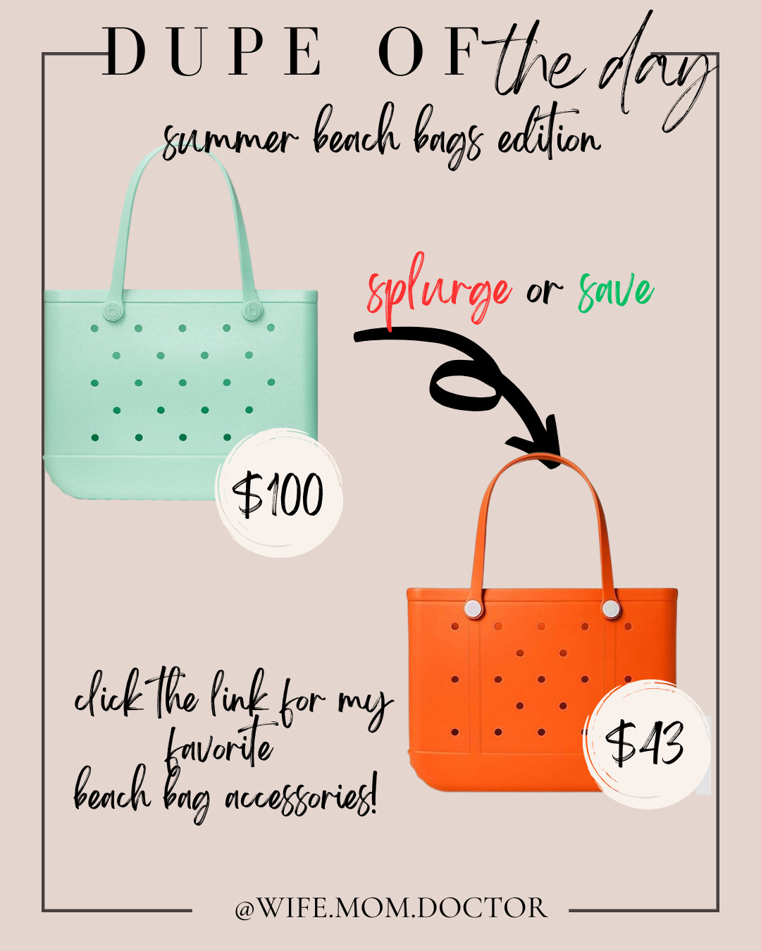 Why splurge when you can save and still be the cutest mom on the beach? ☀️
This $43 beach tote is giving major vibes for less than half the price of the designer version 🙌
Linked my fave beach bag accessories too – just click the link in bio 💻🧡

#LTKdupe #beachbagfinds #dupeoftheday #summerstyle #momstyleonabudget #beachessentials #amazondupe #LTKsummer #savvymom #momfinds #summerbagstyle #beachready #LTKunder50 #affordablefashion

 

 #LTKSeasonal #LTKSwim #LTKTravel