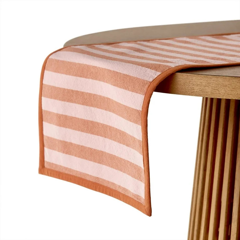 Beautiful Yarn Dyed Stripe Table Runner by Drew Barrymore, Coral Rose, 72"W x 14"L | Walmart (US)