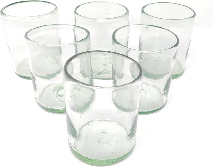 Dos Sueños Hand Blown Mexican Drinking Glasses – Set of 6 Natural Clear Tumbler Glasses (10 oz each) | Amazon (US)