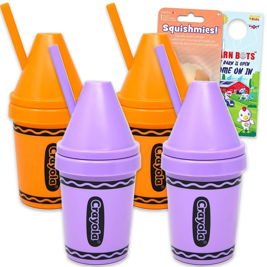 Crayola 13 Oz Water Bottle Set - Bundle with 4 Refillable Cups with Straws for School Supplies, S... | Amazon (US)