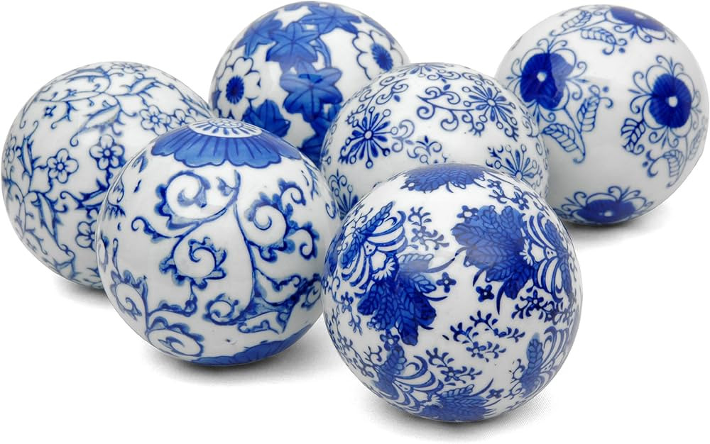 Red Lantern BW-BALL2-BLU Set of Porcelain Balls, Blue & White, 8 Count | Amazon (US)