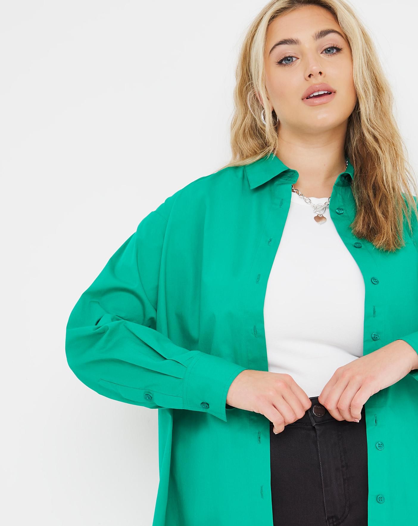 Lime Cotton Poplin Oversized Boyfriend Shirt | Simply Be (UK)