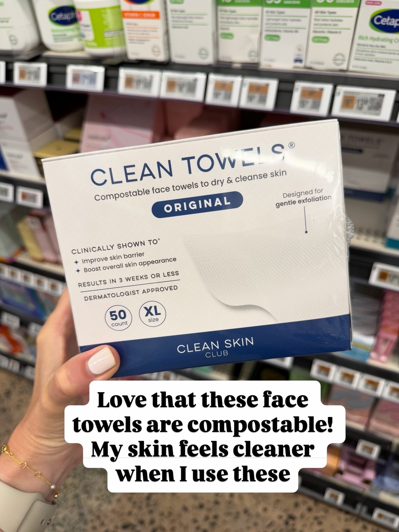 I was gifted disposable face towels and have to admit—they’re so nice to use! I don’t love the waste, though, so I was happy to find these compostable ones. I still use my regular face towel most days, but after a full makeup day, these leave my skin feeling so fresh and clean. 🤍 #walmartbeauty