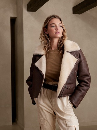 Montone Shearling Moto Jacket | Banana Republic (US)