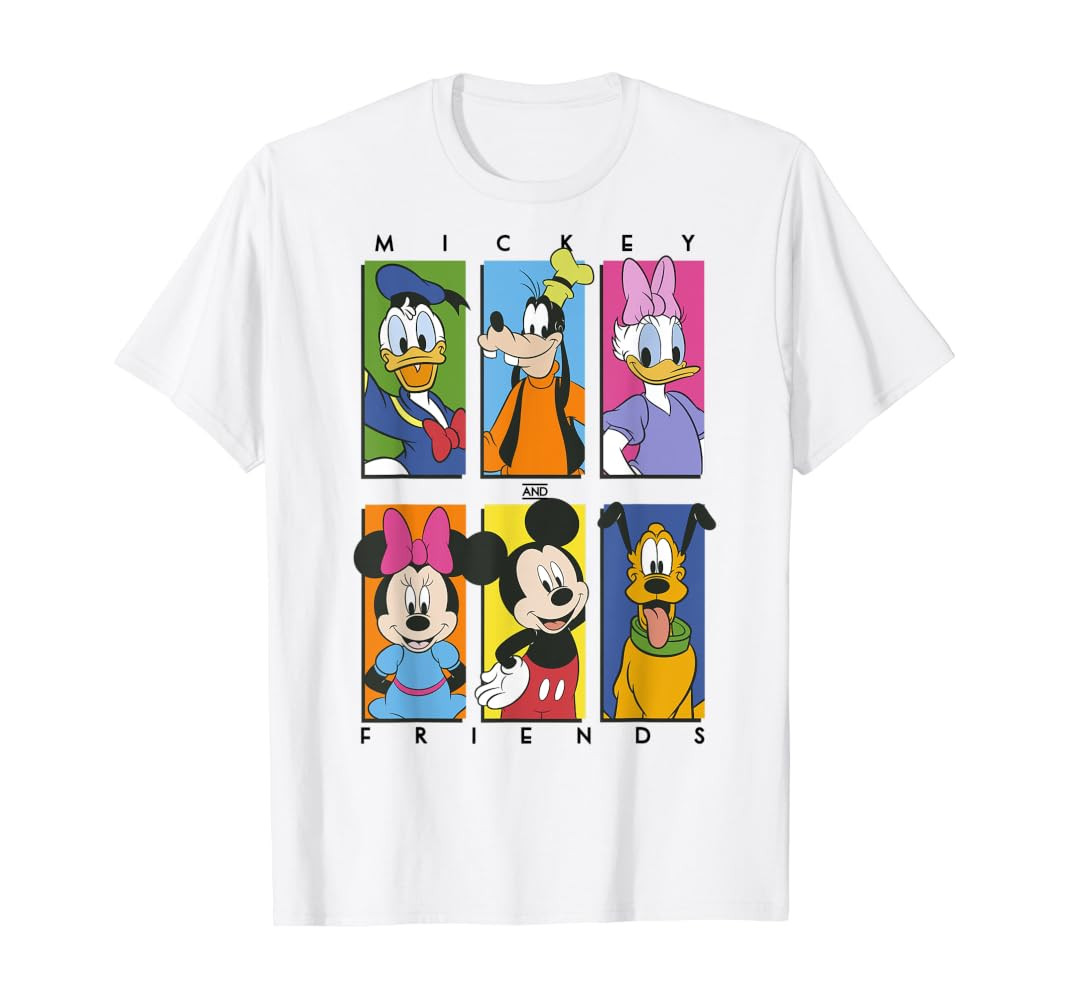 Disney Mickey And Friends Group Shot Panels T-Shirt | Amazon (US)