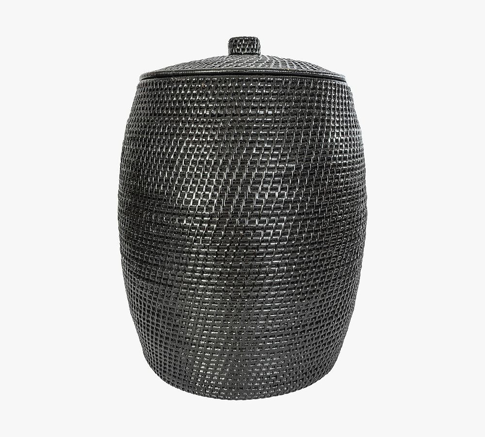 Tava Rattan Beehive Laundry Hamper with Lid, Espresso | Pottery Barn (US)
