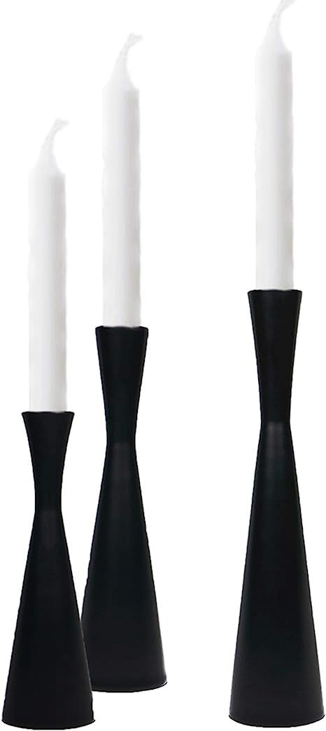 Candle Holders Set of 3 Black Metal Taper Candlestick Holders, Vintage and Modern Decorative Cent... | Amazon (US)