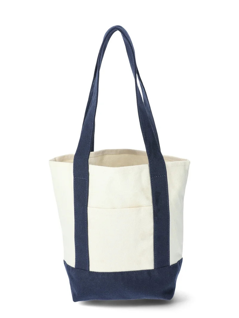 No Boundaries Mini Canvas Tote, Navy, Women's | Walmart (US)
