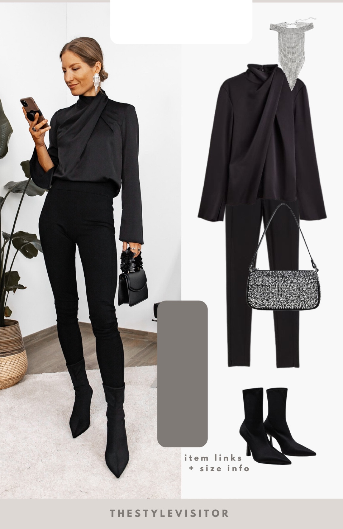 Sophisticated all black date night outfit. The top is a stunner. I picked up xs but could’ve worn an s, I would say it’s tts. Read the size guide/size reviews to pick the right size.

Leave a 🖤 if you want to see more date night outfits like this

#datenight #black outfit #black blouse #black satin shirt #sockboots #party outfit #partywear 


#LTKstyletip #LTKSeasonal #LTKHoliday