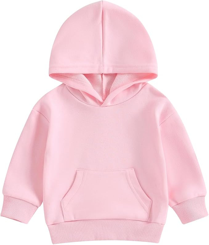 Toddler Baby Boy Girl Hoodies Solid Color Long Sleeve Kangaroo Pocket Hooded Sweatshirt Top Fall ... | Amazon (US)