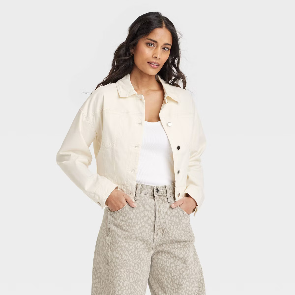 Women's Trucker Jacket - Universal Thread™ Cream | Target