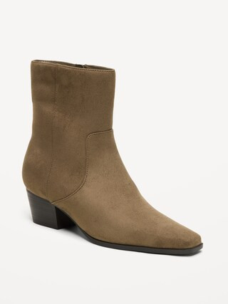 Faux-Suede Low-Heel Booties for Women | Old Navy (US)