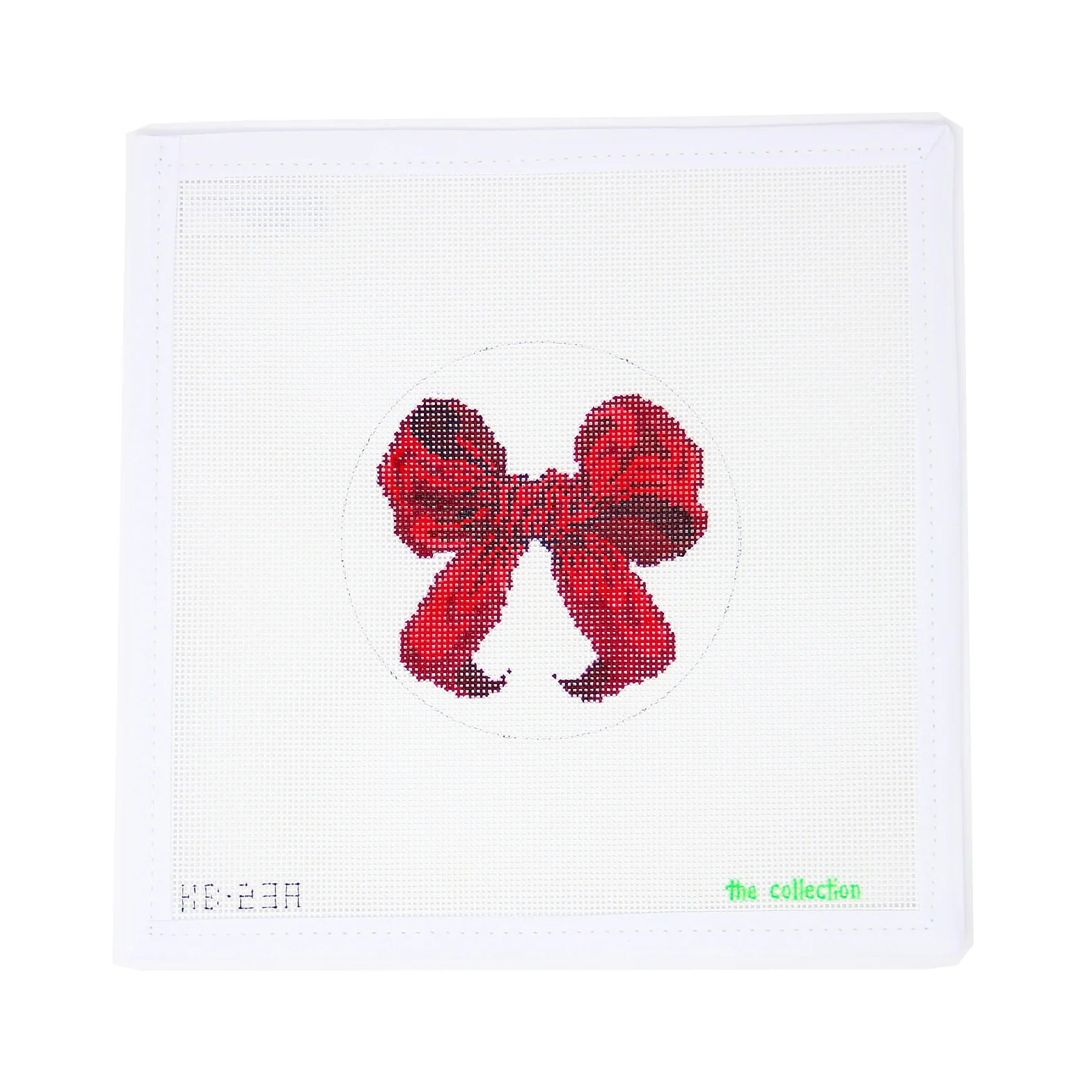 Mini Red Bow Round | Greystone Needlepoint