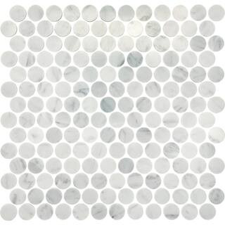 Daltile Stone Decorative Accents Mist Marble 12 in. x 12 in. Natural Stone Penny Round Mosaic Til... | The Home Depot