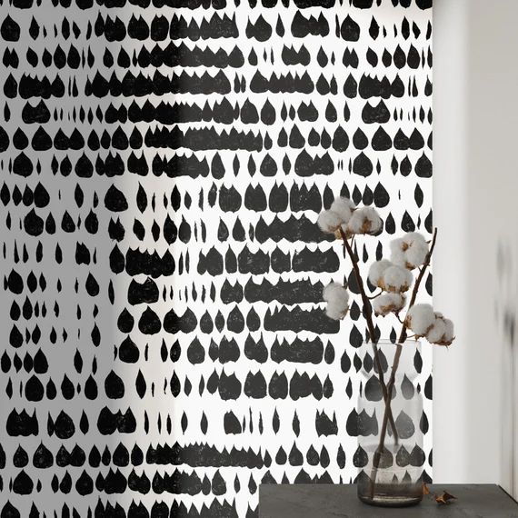 Polka Dot Wallpaper, Scandinavian Home Decor, Black Dalmatian Dots Wall Art | Etsy (US)