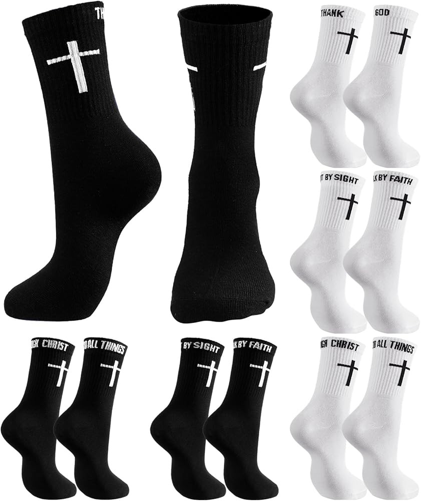 Chicingyou Christian Cross Socks Easter Gifts Prayer Religious Catholic Saint God Crew Socks with... | Amazon (US)