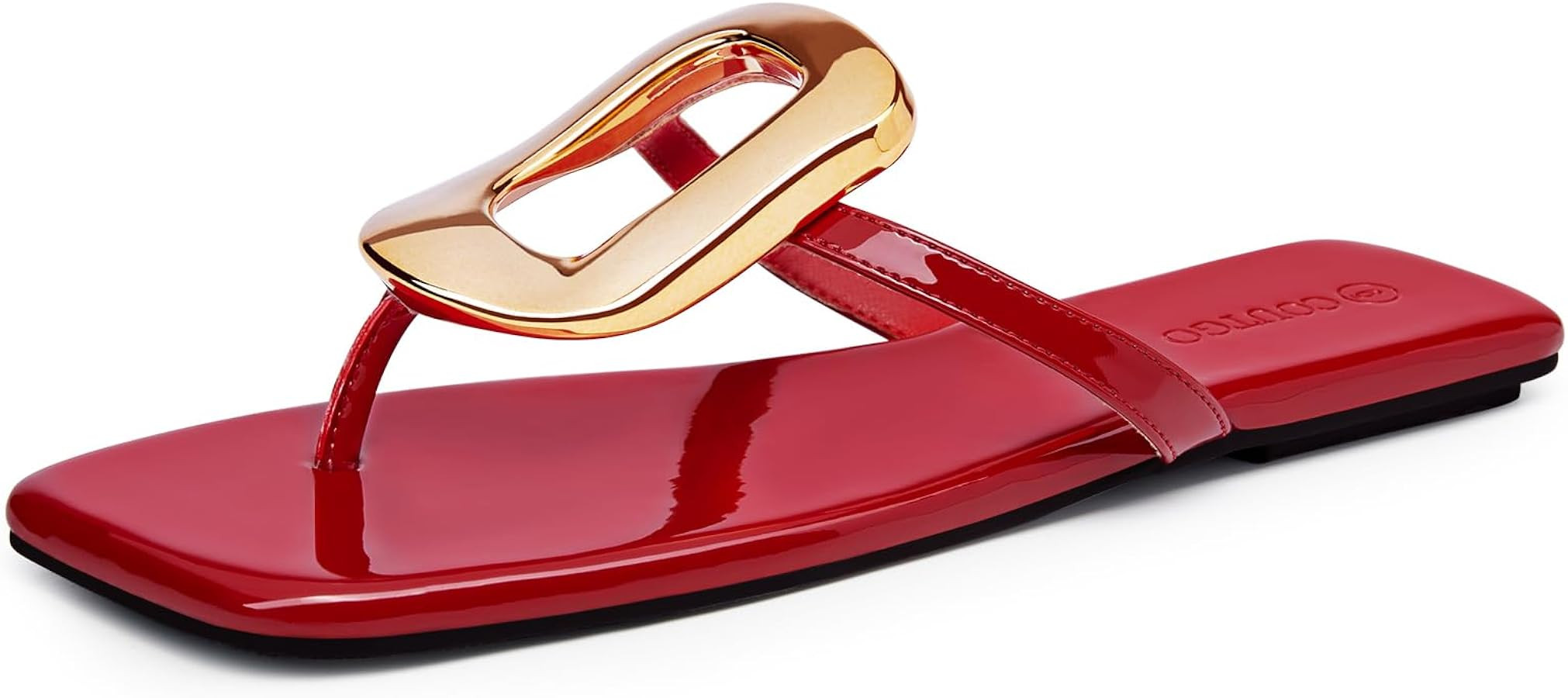 Coutgo Womens Flat Sandals Comfortable Flip Flops Slide Sandals Summer Beach Shoes with Metal Dec... | Amazon (US)