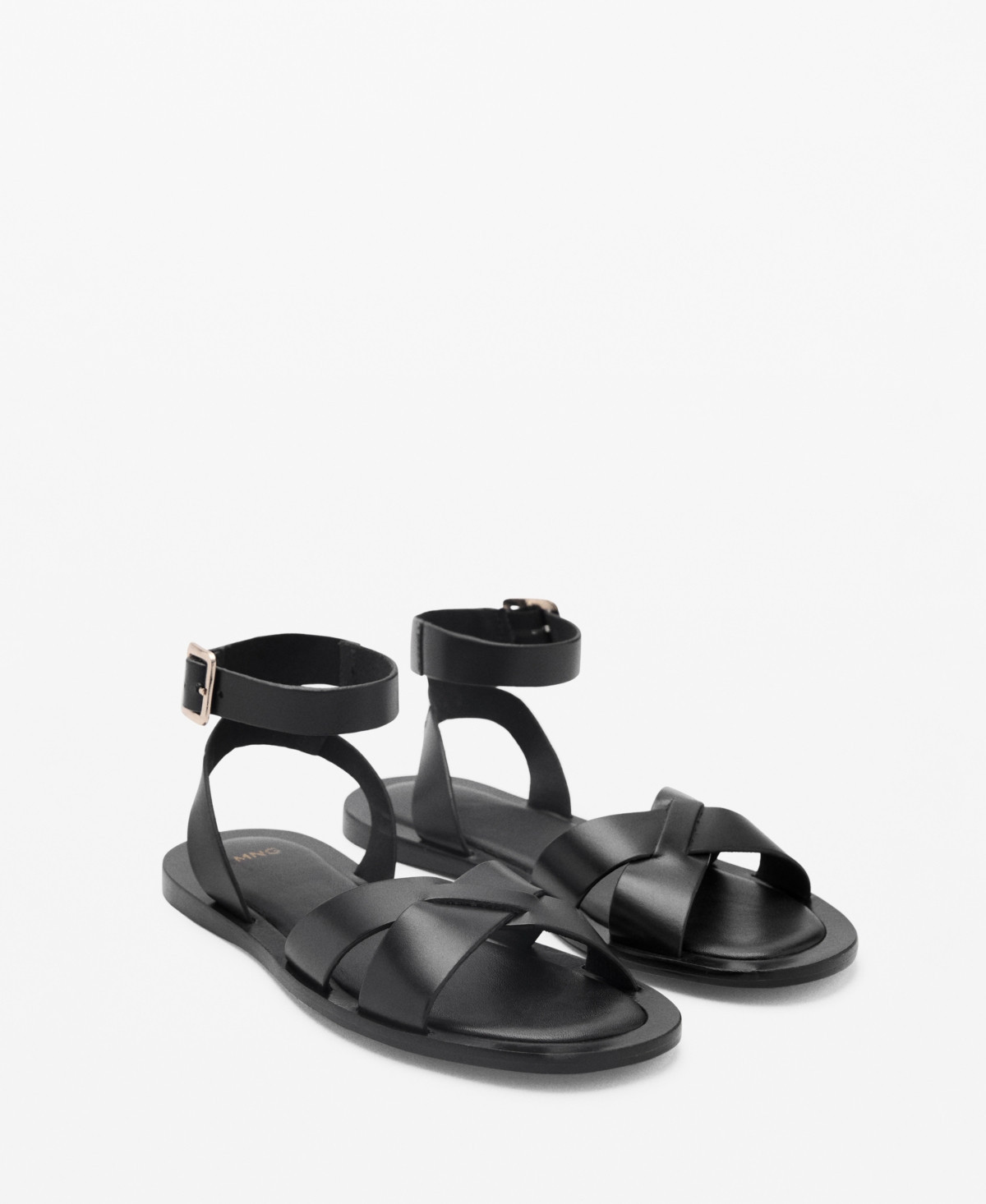 Mango Women's Buckle Strap Leather Sandals - Black | Macy's